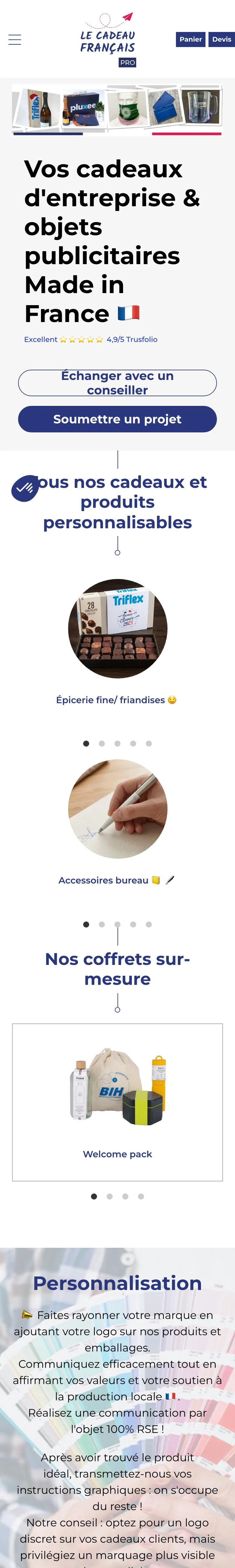 lecadeaufrancais.fr on a phone